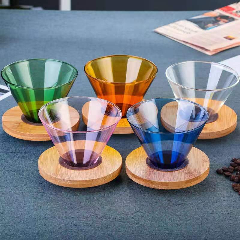 Crop 02 V60 Glass Coffee Dripper with Wooden Holder