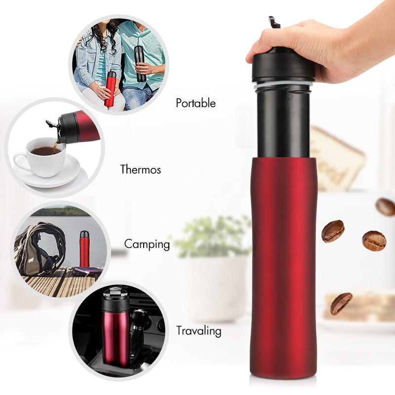 Crop 350ml Portable Travel Coffee French Press Red