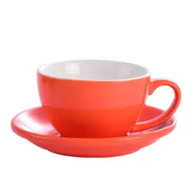 Crop 220ml ceramic coffee cup and saucer for cappuccino available in multiple porcelain color options