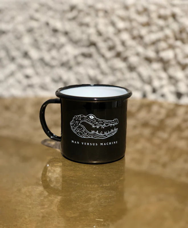 Man vs Machine 300ml Enamel Coffee Cup Black