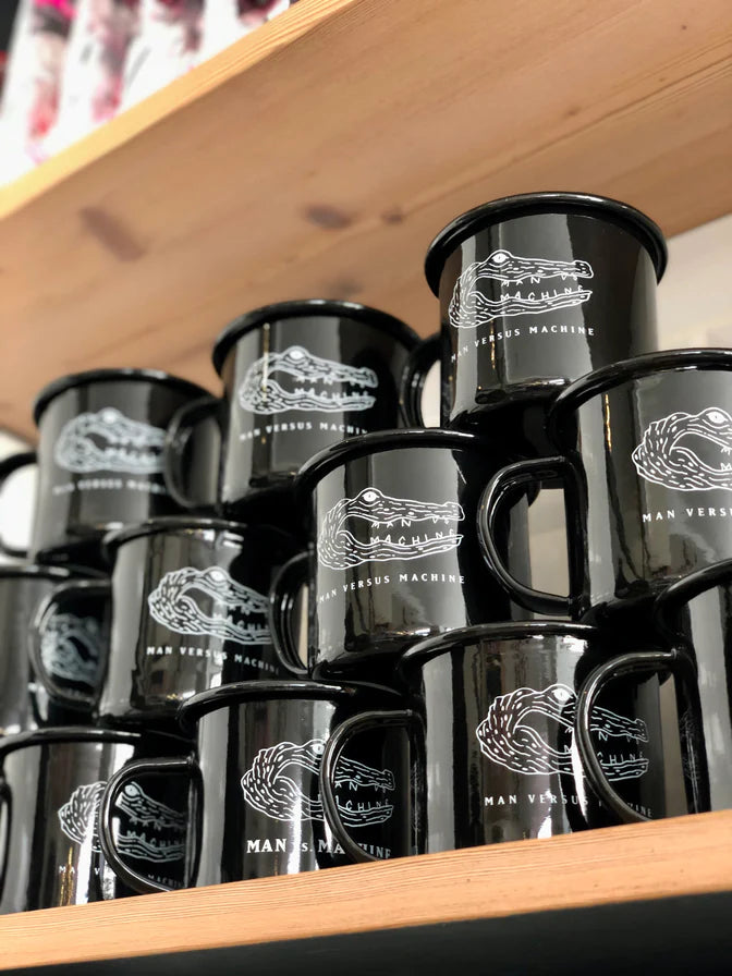 Man vs Machine 300ml Enamel Coffee Cup Black