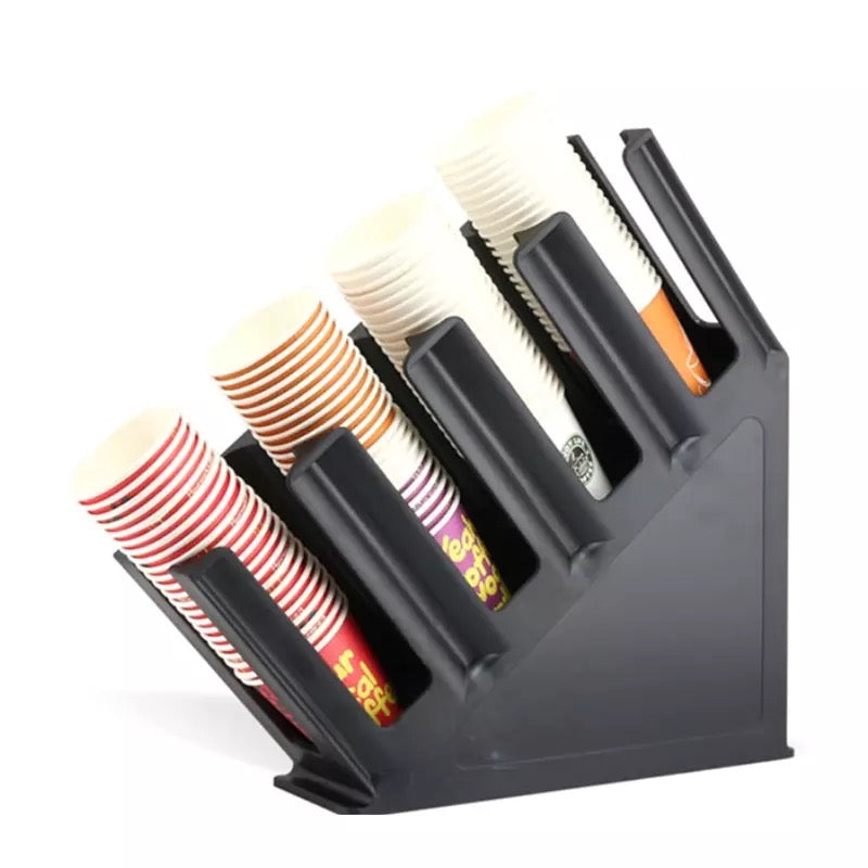 Crop Paper Cup Holder – black plastic, café bar organiser, angle view