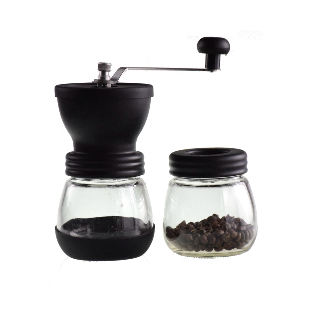 Crop Manual Ceramic Burr Coffee Bean Grinder with Fortified Glass Storage