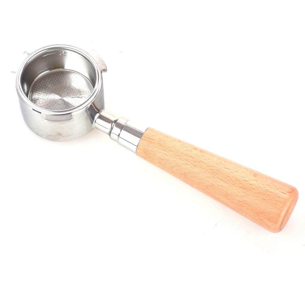 Crop 51mm Portafilter Stainless Steel Bottomless Wood Handle Accessories For Delonghi