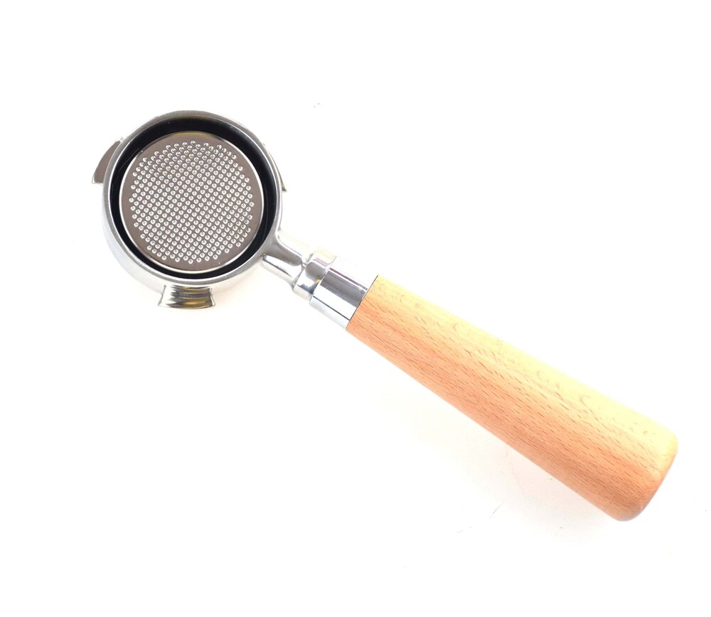 Crop 51mm Portafilter Stainless Steel Bottomless Wood Handle Accessories For Delonghi
