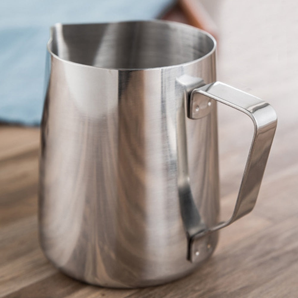 Crop Milk Pitcher Jug – 304 stainless steel, silver, pour spout detail