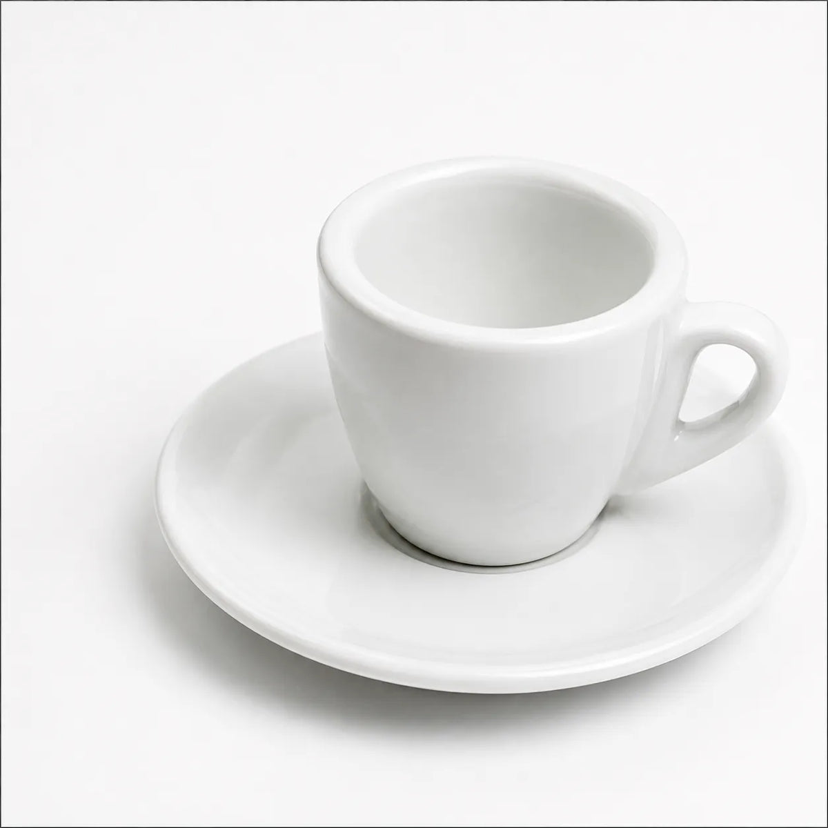 Crop 60ml Thickened White Ceramic Coffee Cup and Saucer set in classic white ceramic