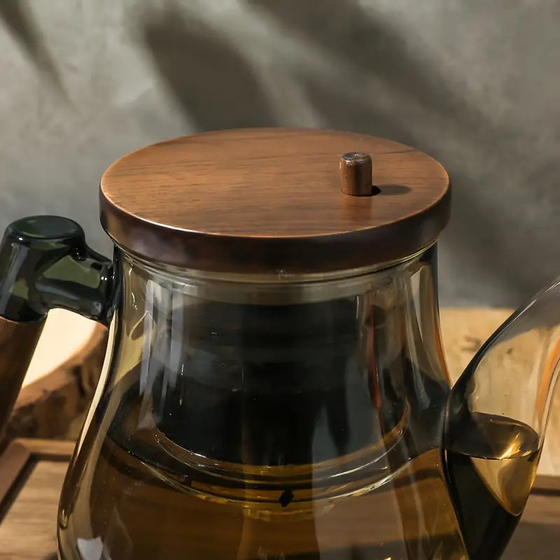 Crop 750ml Magic Glass Tea Pot with Wooden Handle