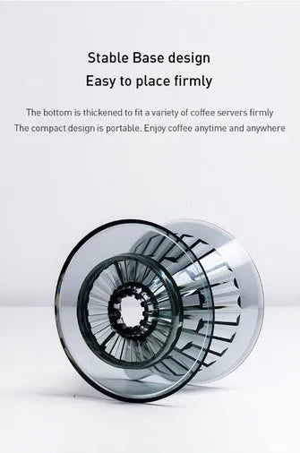 Timemore Crystal Eye Dripper Transparent Black PCTG stable base pour over 1 - 2 cup 2 - 4 cup