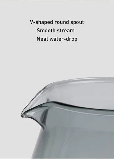 Timemore Coffee Server Transparent Black high borosilicate glass V shaped spout heat resistant handle 360ml 600ml