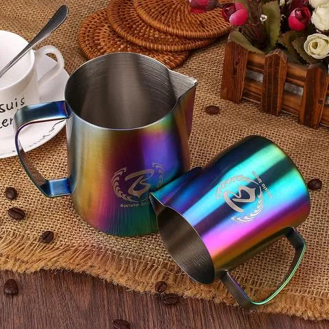 Barista Space Sandy Rainbow milk pitcher jug in 350ml and 600ml for milk frothing and professional latte art