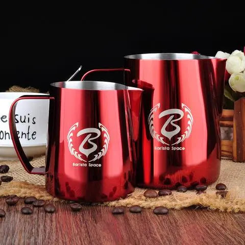 Barista Space 350/600ml Red Milk Pitcher Jug with precision latte art spout and red finish \ باريستا سبيس