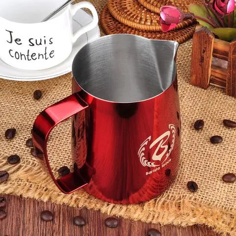 Barista Space 350/600ml Red Milk Pitcher Jug with precision latte art spout and red finish \ باريستا سبيس