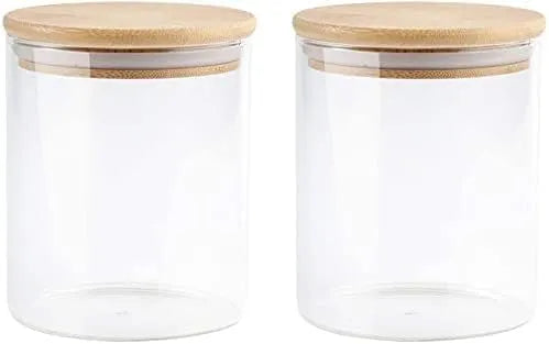 Crop coffee beans jar canister with airtight bamboo lid for specialty coffee storage and organization