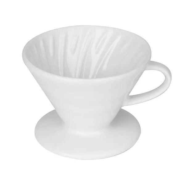 Crop V60 Ceramic Coffee Dripper White Model 02 – premium ceramic pour-over dripper