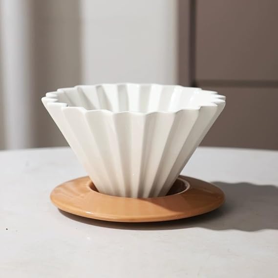 Crop 01 V60 Ceramic coffee Dripper - With Wooden Base