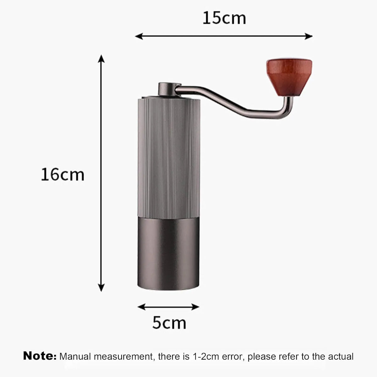 Crop G1 Grinder side view – gray, 12 grind levels, espresso to French press