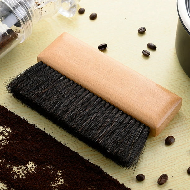Crop Coffee Bar Cleaning Brush Horsehair With Wooden Hand