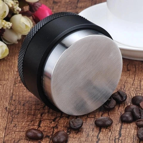 Barista Space 58mm Coffee Espresso Tamper Tool Black with stainless steel base and ergonomic handle