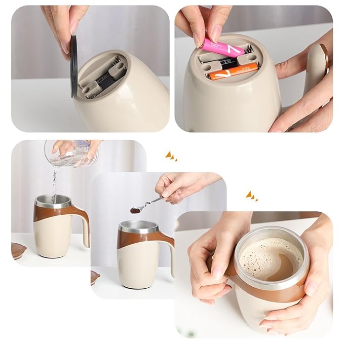 Crop Automatic Magnetic Stirring Coffee Mug Brown 380ml