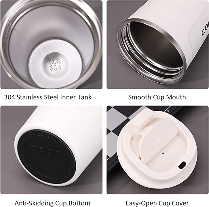 Crop 380ml Stainless Steel Coffee Mug  White