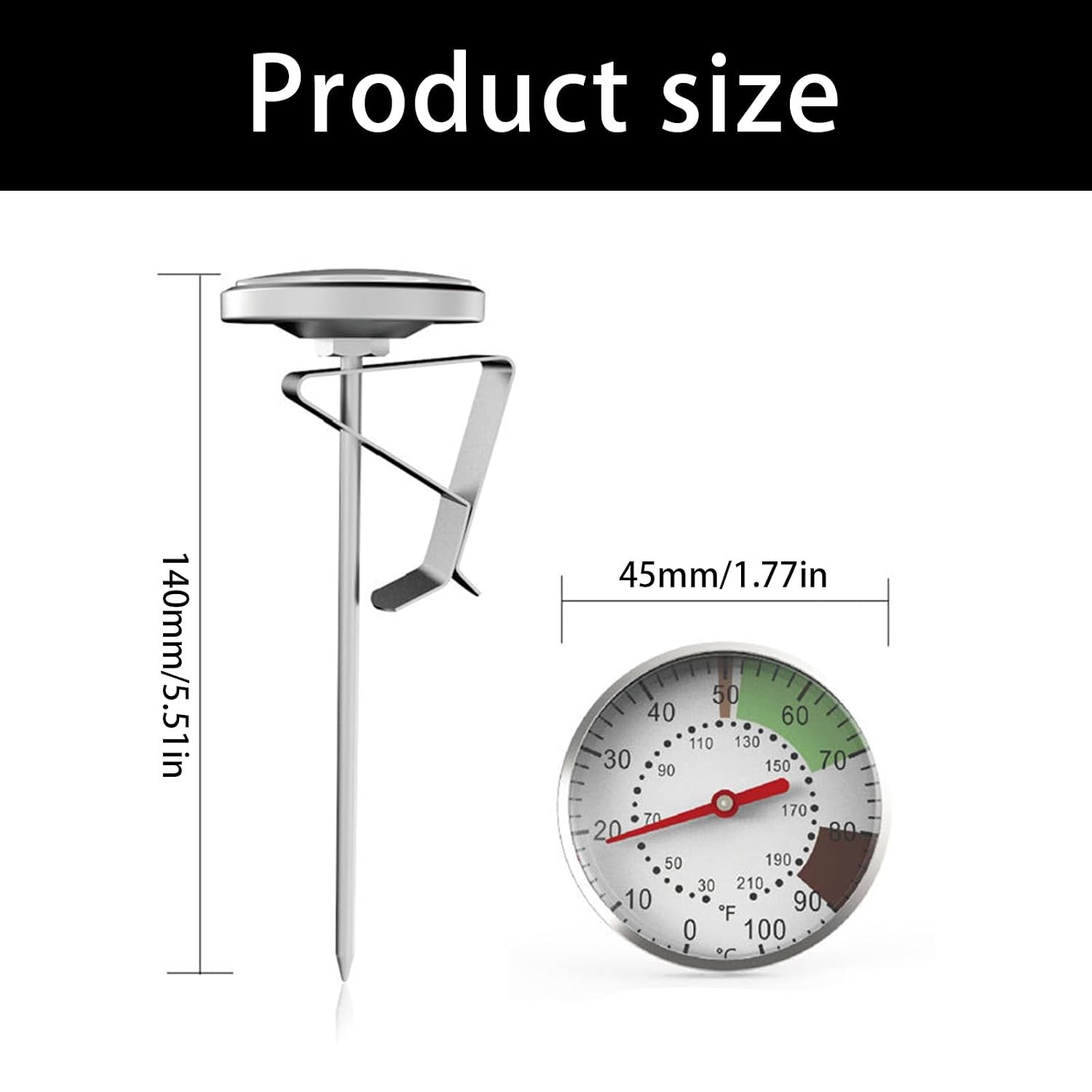 Crop Thermometer Stainless Steel Medium