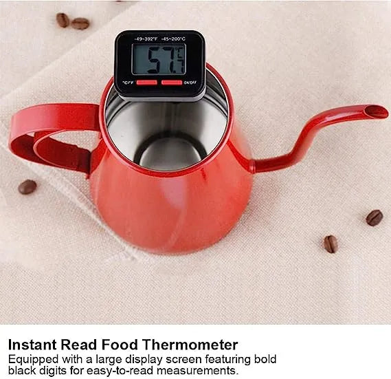 Koonan 15cm black digital thermometer for espresso and milk temperature