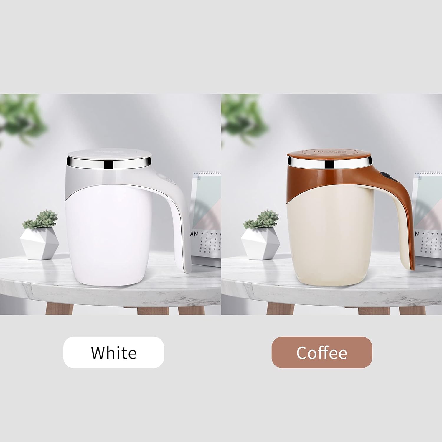 Crop 380ml Automatic Magnetic Stirring Coffee Mug Brown