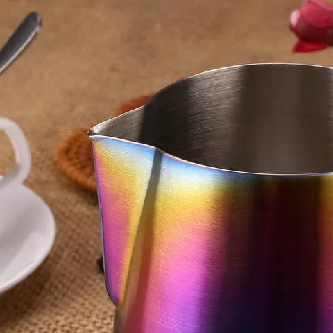 Barista Space Sandy Rainbow milk pitcher jug in 350ml and 600ml for milk frothing and professional latte art
