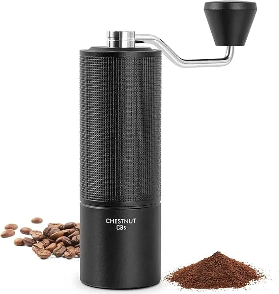 Timemore C3S manual coffee grinder in Black aluminum alloy with 38mm conical burrs for espresso to French press