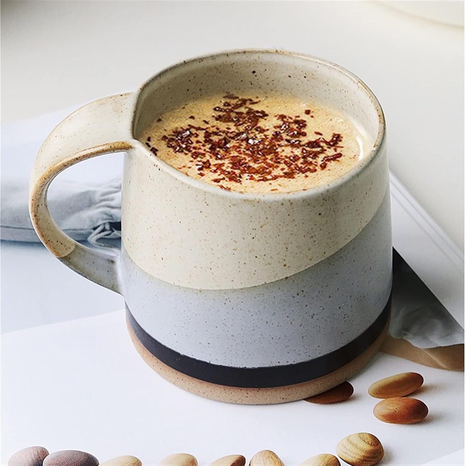 Crop 350ml Ceramic Coffee Cup  Day & Night