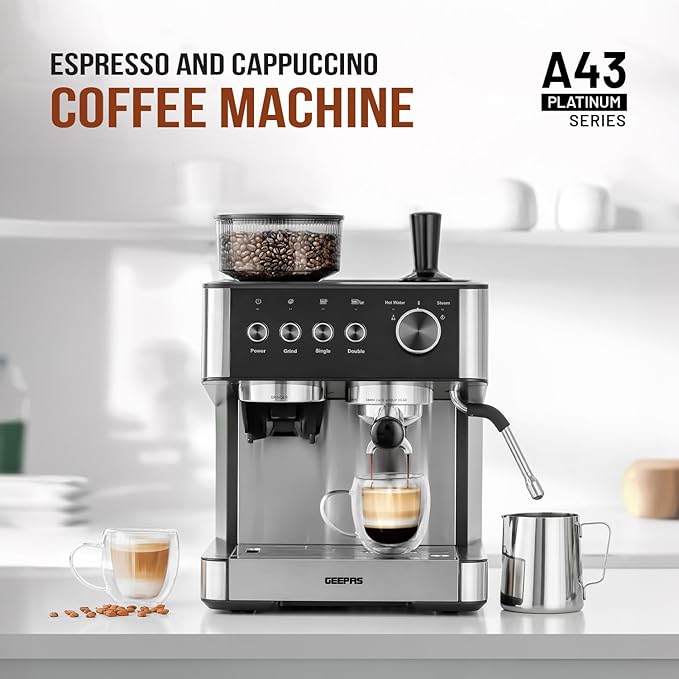 Geepas Espresso Coffee Machine 20 Bar Pressure