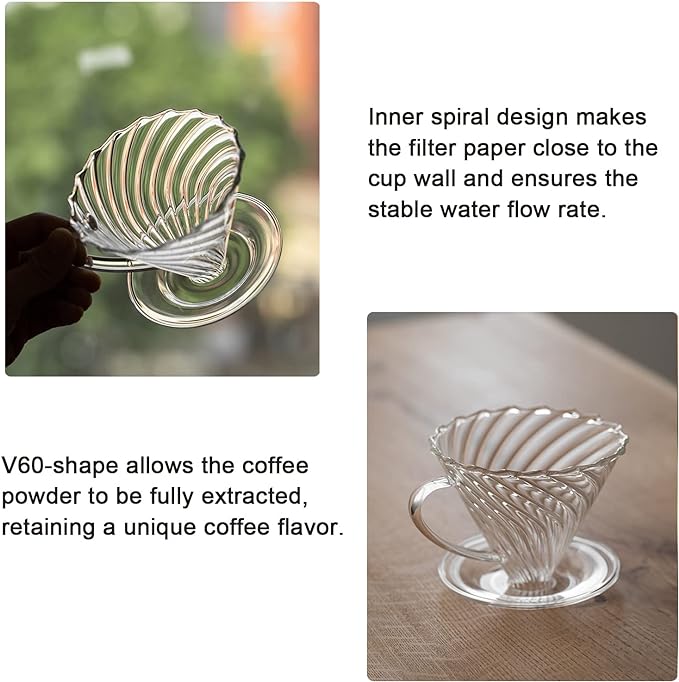 Crop Borosilicate Glass Coffee Dripper, Model: 02