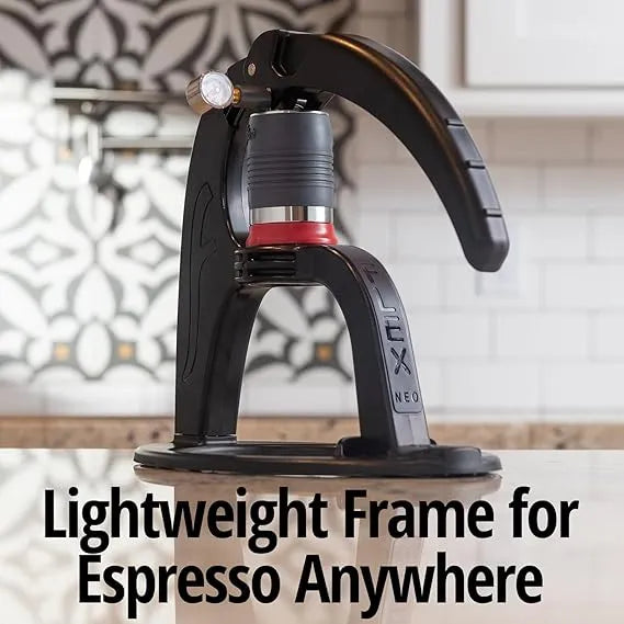 Flair NEO Flex lever espresso maker side profile on white background