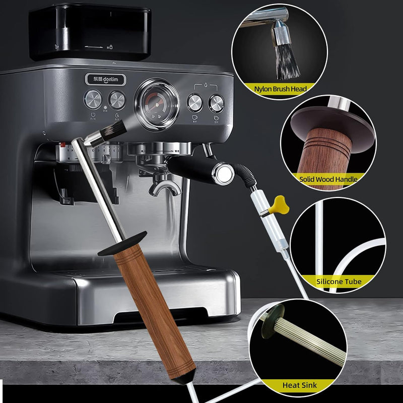 Crop Espresso Machine Cleaning Steam Brush