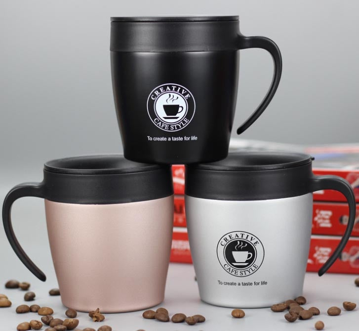 Crop Stainless Steel Coffee Mug Black 330ml