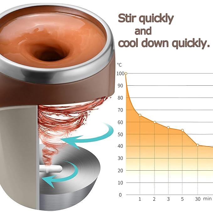 Crop 380ml Automatic Magnetic Stirring Coffee Mug Brown