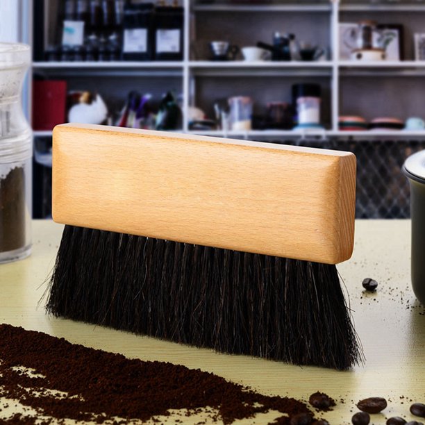 Crop Coffee Bar Cleaning Brush Horsehair With Wooden Hand