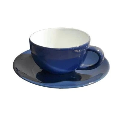 Crop 220ml ceramic coffee cup and saucer for cappuccino available in multiple porcelain color options