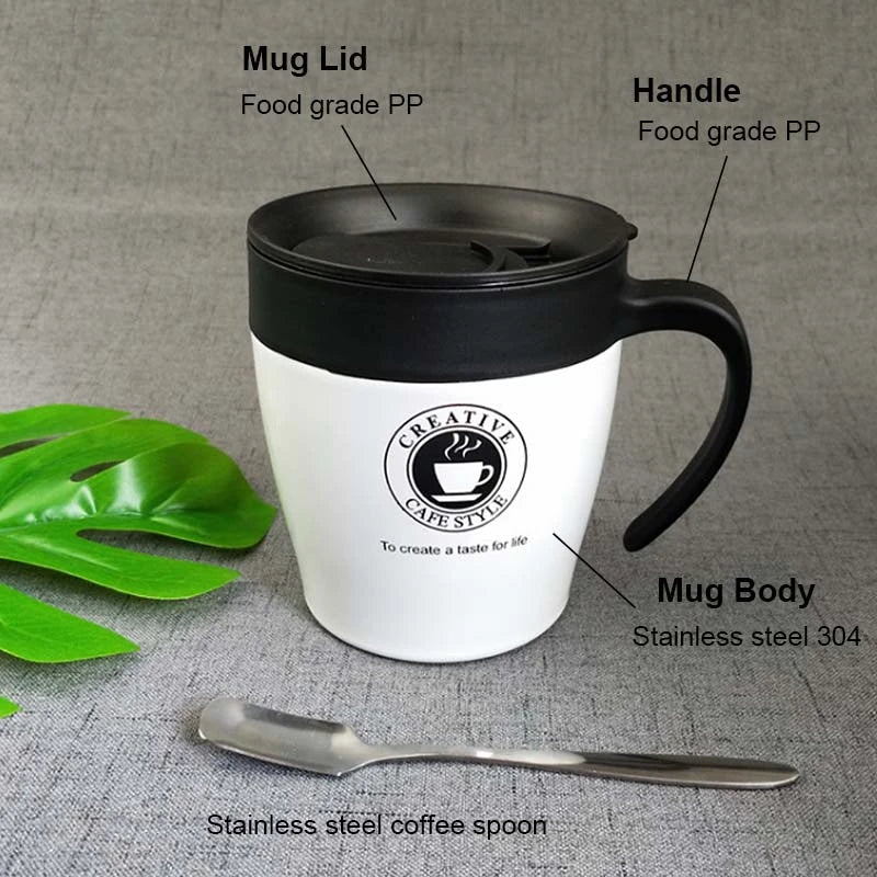 Crop Stainless Steel Coffee Mug White 330ml