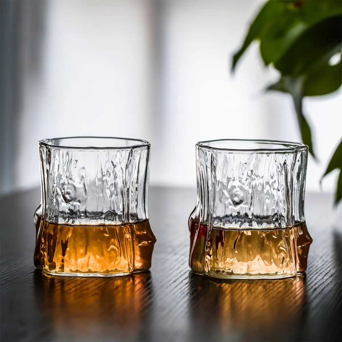 Crop Tree Pattern High Borosilicate Glass Coffee Cup 240ml with textured transparent glass design