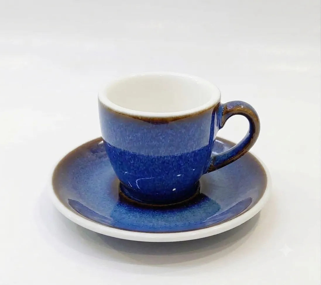 Crop Dark Blue Porcelain Espresso Cup & Saucer – 80ml size, Crop Cafe