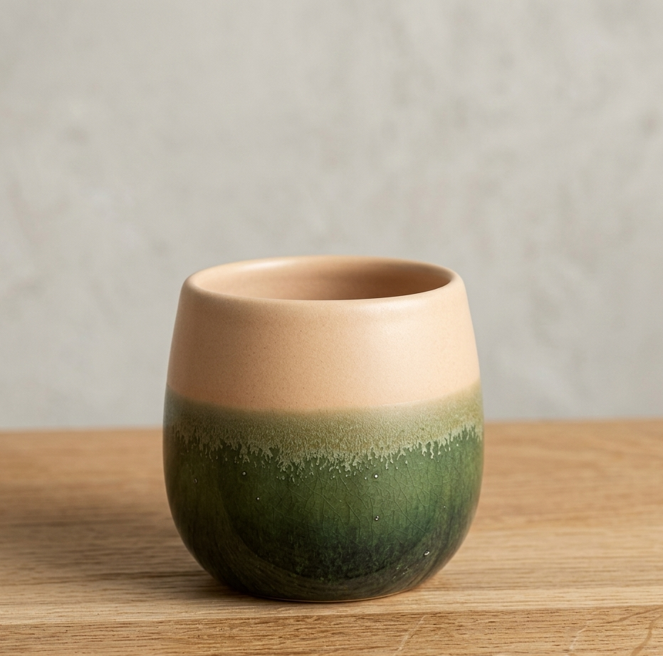 Kaloka Large C24 Two Tones Series Cream-H Green Handmade Coffee Cup