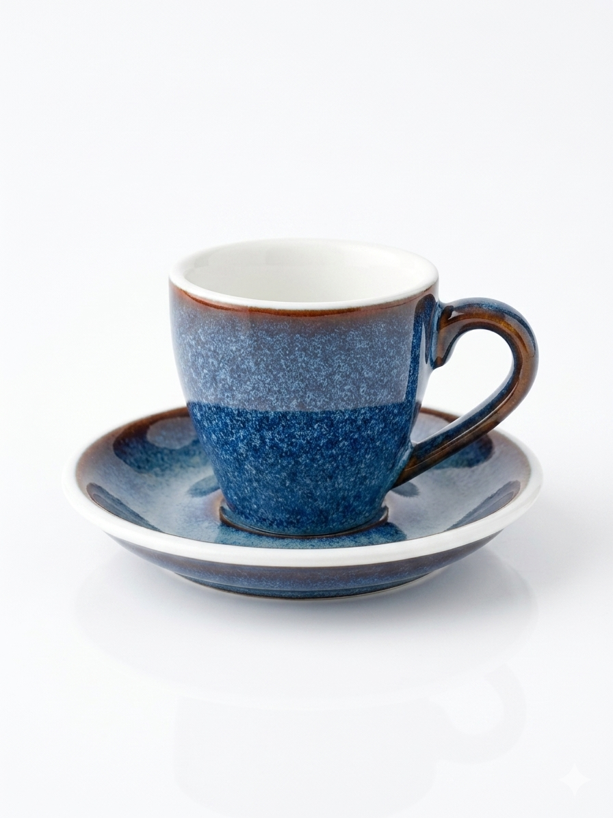 Crop Different Size Dark Blue Color Ceramic Coffee Cup and Saucer