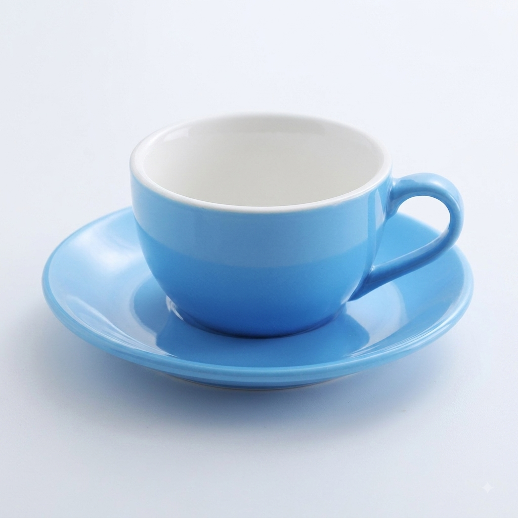 Crop 150ml Different Colors Ceramic Coffee Cup and Saucer