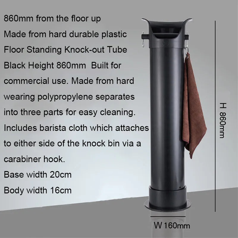 Cafemasy floor standing coffee espresso knock box with rubber bar and commercial café waste container design