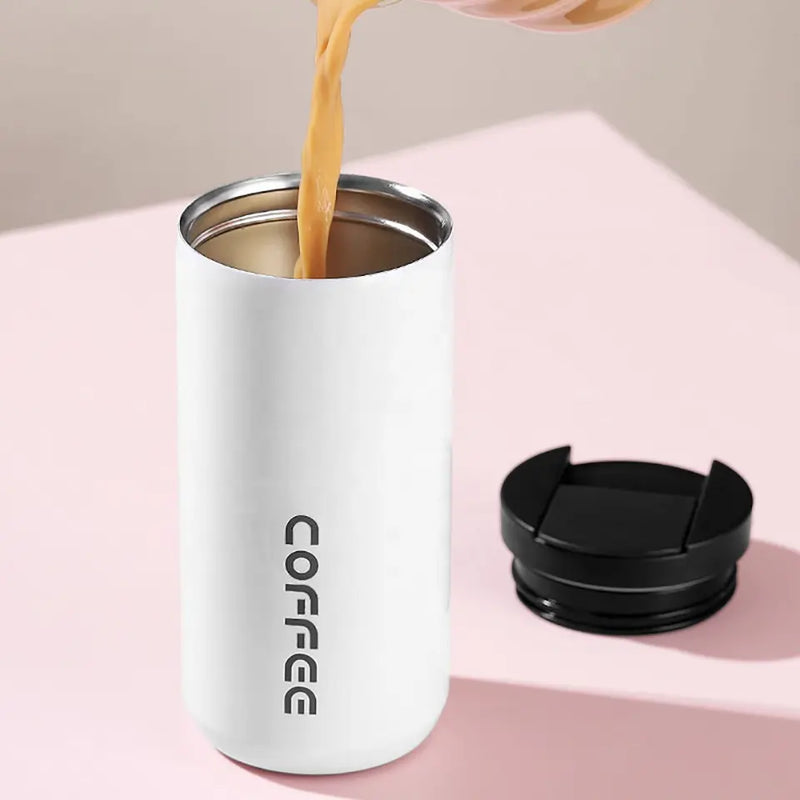 Crop Stainless Steel Vacuum Coffee Mug 400ml White