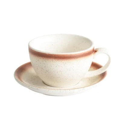 Crop 300-220-75ml- Different Size White & Brown Mix Color Ceramic Coffee Cup and Saucer