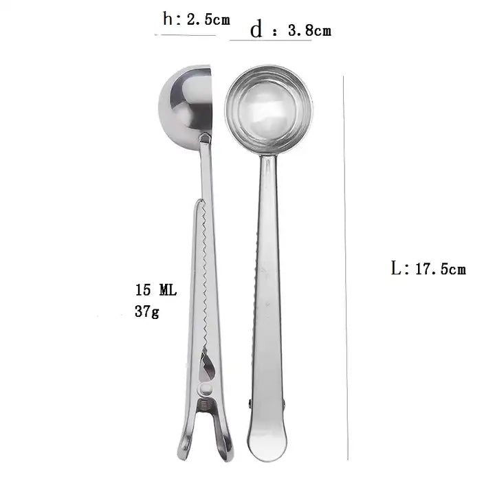 Crop Multifunction Stainless Steel Coffee Spoons With Clip