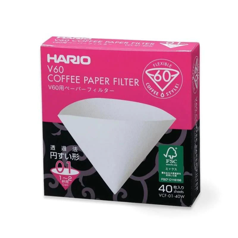 Hario V60 Paper Filter 01 White 40 sheets